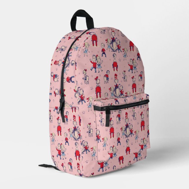 Cat In The Hat | With Kids Pattern Printed Backpack (Back Corner Left)