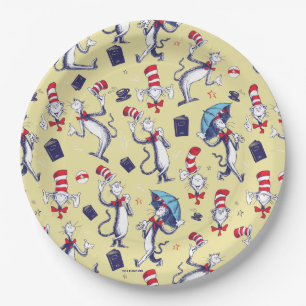 Cat In The Hat   Yellow Pattern Paper Plate