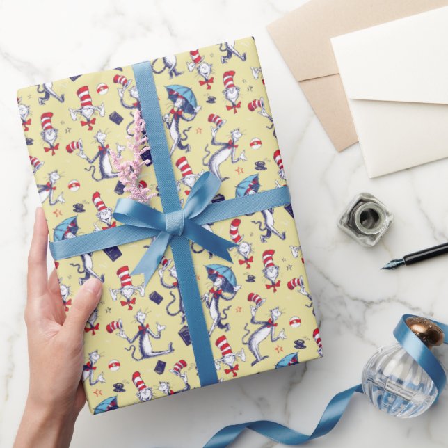 Cat In The Hat | Yellow Pattern Wrapping Paper (Gifting)