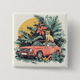 Cat in the jungle 15 cm square badge