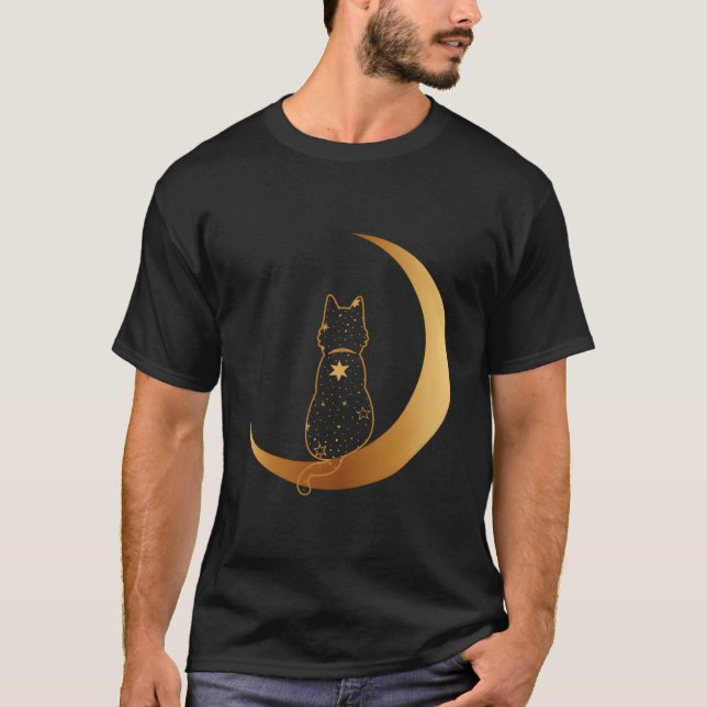Cat In The Moon Design T-Shirt (Front)