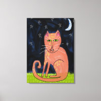 Cat in the Moonlight Abstract Painting