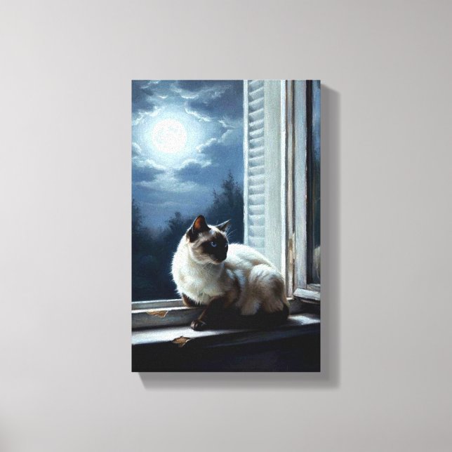 Cat in the Moonlight Canvas Print (Front)