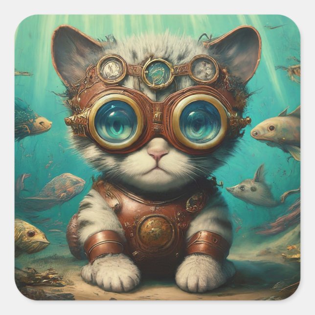 Cat in the Ocean sticker (Front)
