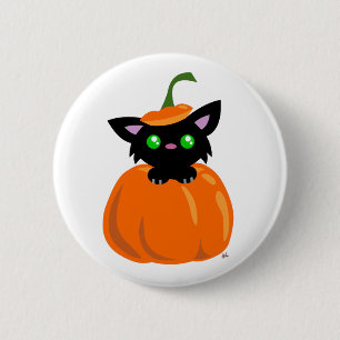 Cat in the Pumpkin Button