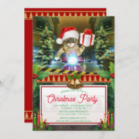 Cat in the Santa Claus hat delivers Christmas gift