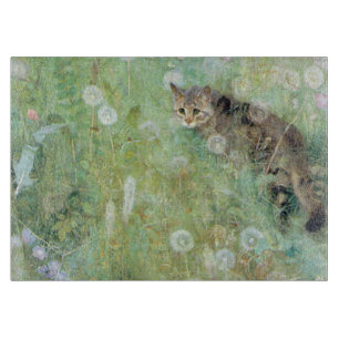 Cat in the Summer Meadow, Bruno Liljefors Cutting Board