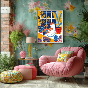 Cat in the Window: Favista and Colorful Art Canvas Print