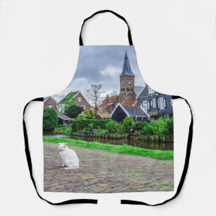 Cat in traditional fishing village apron