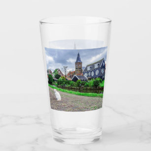 Cat in traditional fishing village glass
