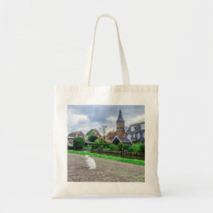 Cat in traditional fishing village tote bag