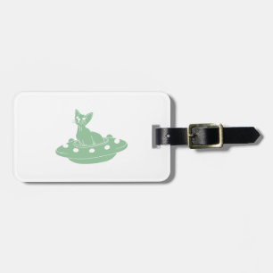 Cat in Ufo - Choose background color Luggage Tag