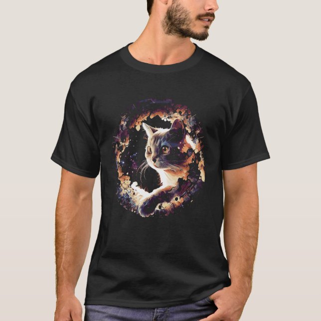 Cat In Universe Space Cat T-Shirt (Front)