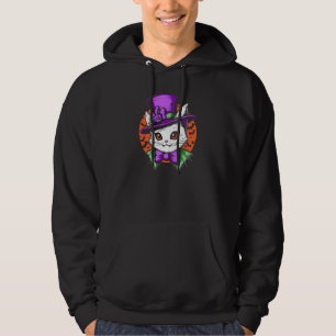 Cat In Vampire Costume With Bats Wearing Halloween Hoodie