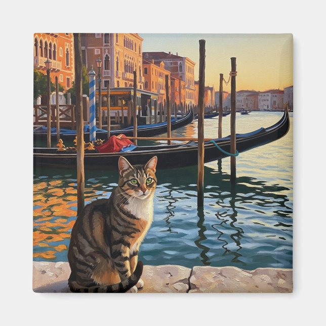 Cat in Venice Italy Travel Magnet (Front)