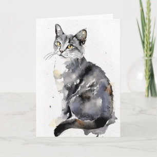 Cat In Watercolors Card