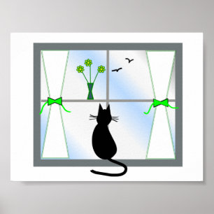 cat in window Gail' Poster