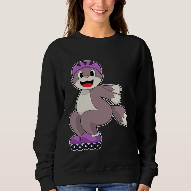 Cat Inline skating Roller skates Sports Sweatshirt (Front)