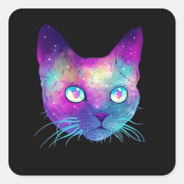 Cat intergalatic. square sticker (Front)