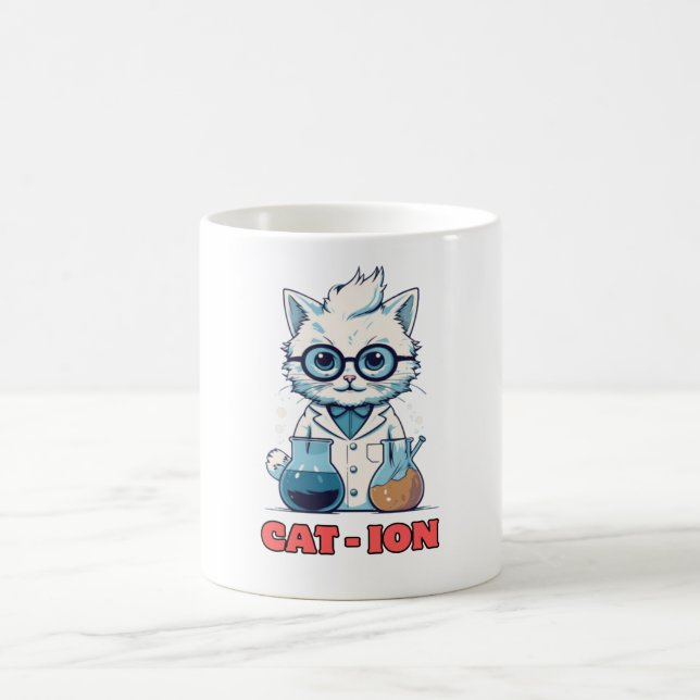 CAT - ION. chemistry cat, laboratory, gift present Coffee Mug (Center)