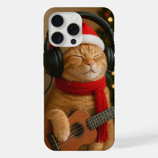 Cat iPhone 15 Pro Max Case Playing Christmas Music