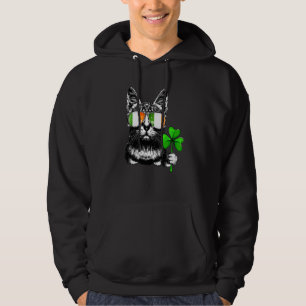 Cat Ireland Flag Sunglasses Shamrock St Patricks D Hoodie