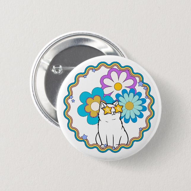 Cat is a Star 6 Cm Round Badge (Front & Back)