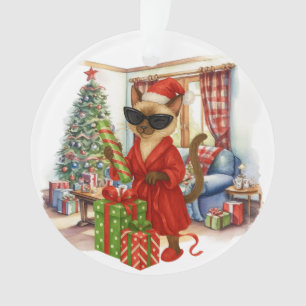 Cat is Christmas boxing  Ornament