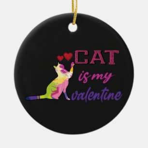 cat is my valentine, my cat is my valentine ceramic tree decoration