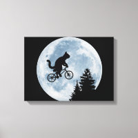 Cat is riding bicycle on the moon background.