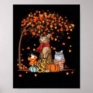 Cat It’s Fall Y’all Pumpkins Autumn Halloween Cat  Poster