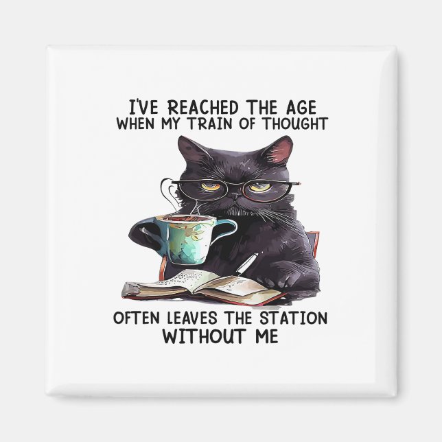 Cat I've Reached The Age When My Train Of Thought  Magnet (Front)