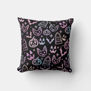 Cat Jack O'Lantern Bat Halloween Black Decor Cushion