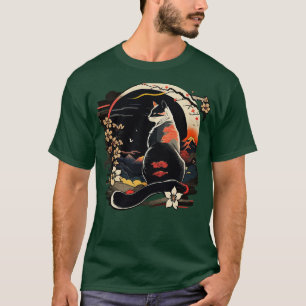 Cat Japan Style Funny Cat Gift Retro Vintage Funny T-Shirt