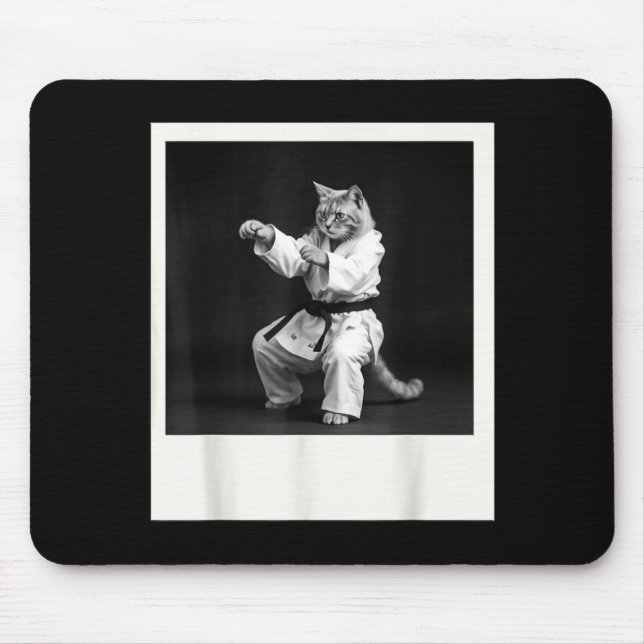 Cat Jiu Jitsu Karate Taekwondo Funny Graphic Mouse Pad (Front)