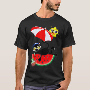 Cat & Juicy Watermelon Summertime Chill Boys Girls T-Shirt