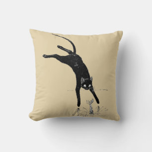 Cat Jumping into the Pond, Alexandre Steinlen Cushion