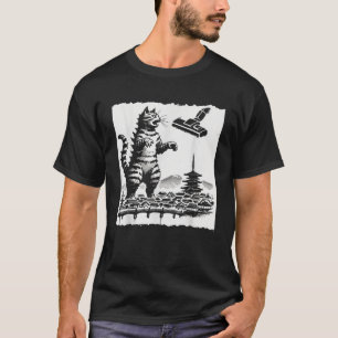 Cat Kaiju Catzilla vs Vacuum Cleaner Japanese Funn T-Shirt