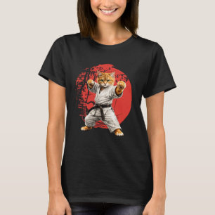 Cat Karate Judo Japan Japanese Sunset Funny Karate T-Shirt