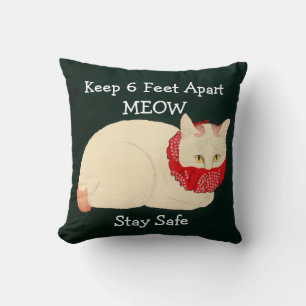 Cat Keeping 6 Feet Apart Cushion