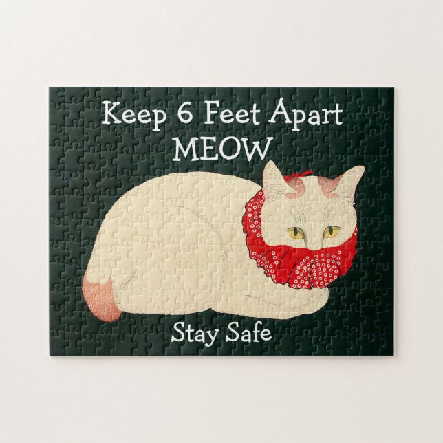 Cat Keeping 6 Feet Apart Jigsaw Puzzle (Horizontal)