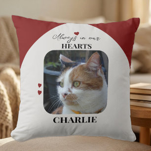 Cat Keepsake Pet 2 photos love hearts burgundy Cushion