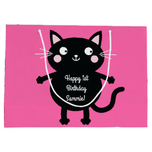 Cat Kid's Birthday Party Cute Kitty Large Gift Bag
