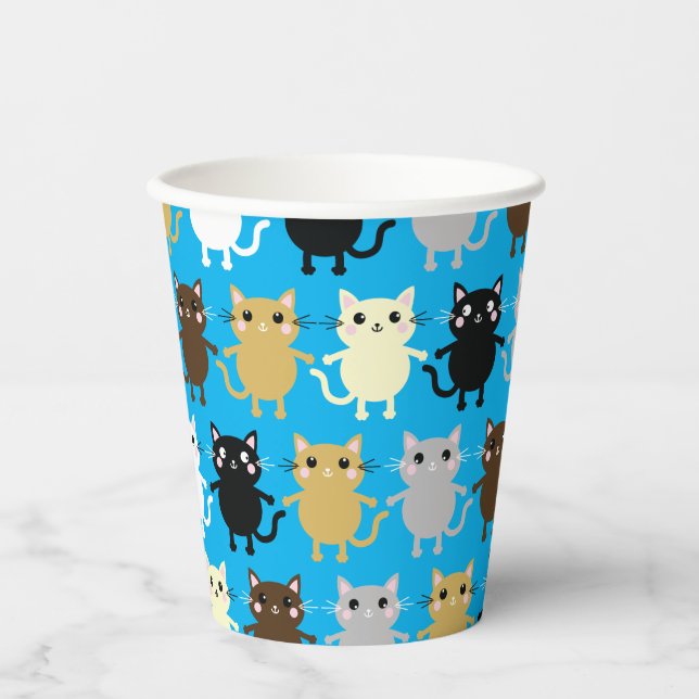 Cat Kid's Birthday Party Paper Cups (Front)
