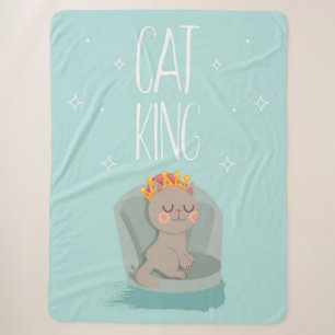 Cat King Cat With Crown Cat Lover Sherpa Blanket