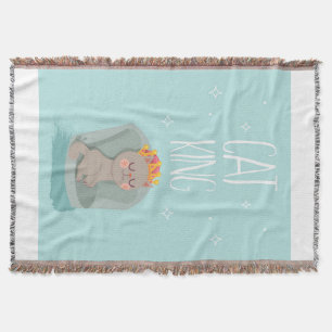 Cat King Cat With Crown Cat Lover Throw Blanket