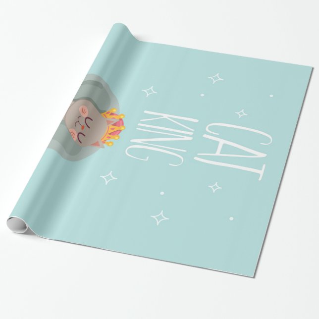 Cat King | Cat With Crown Cat Lover Wrapping Paper (Unrolled)