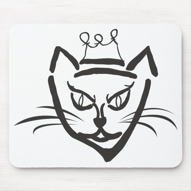 Cat King Illustration, Black Mouse Pad (Front)