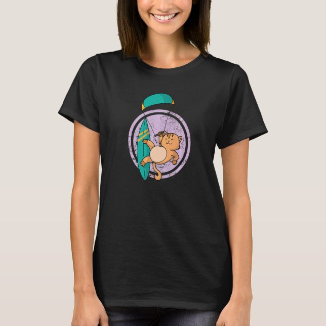 Cat Kite Surfing T-Shirt (Front)
