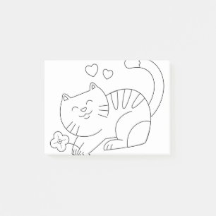 Cat Kitten Animal Feline Kitty Line Art Cut Out Post-it Notes